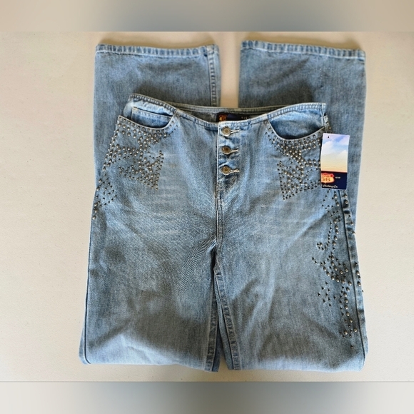 Route 66 Denim - NWT Y2K Vintage Route 66 Low Rise Boot Cut Studded Womens Jeans Size 4.
